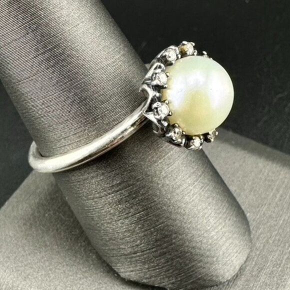 PANDORA Everlasting Grace Freshwater Pearl Ring Sterling Silver 60 / 9 - Picture 1 of 7
